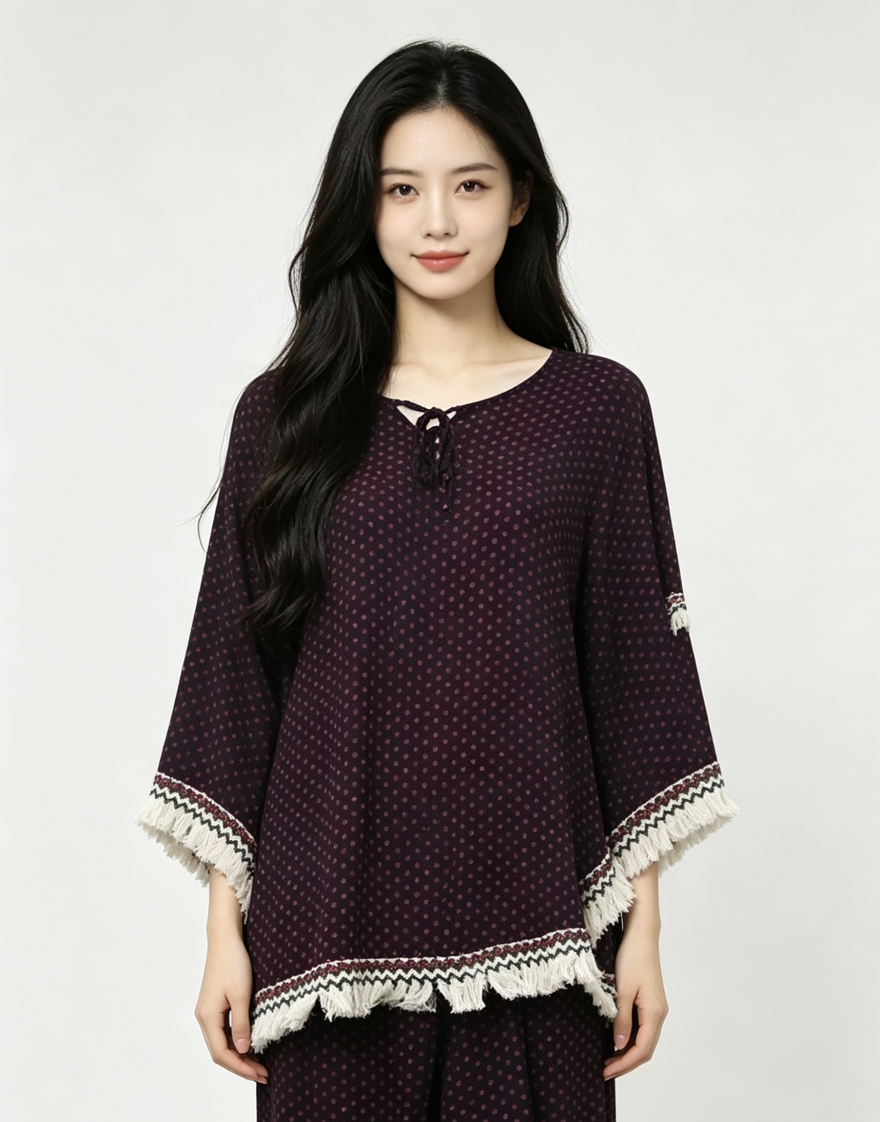 深紫色波点套装休闲套装女士休闲时尚家居服舒适家居睡衣女夏图