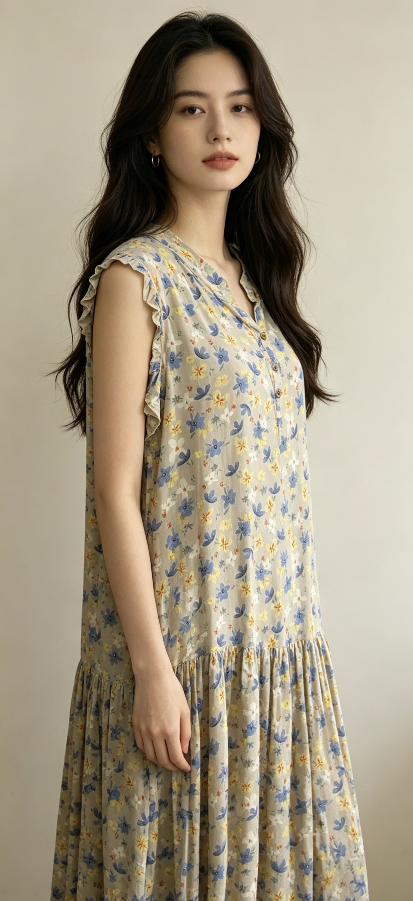 花卉图案印花连衣裙女夏季碎花长裙显瘦修身连衣裙产品图