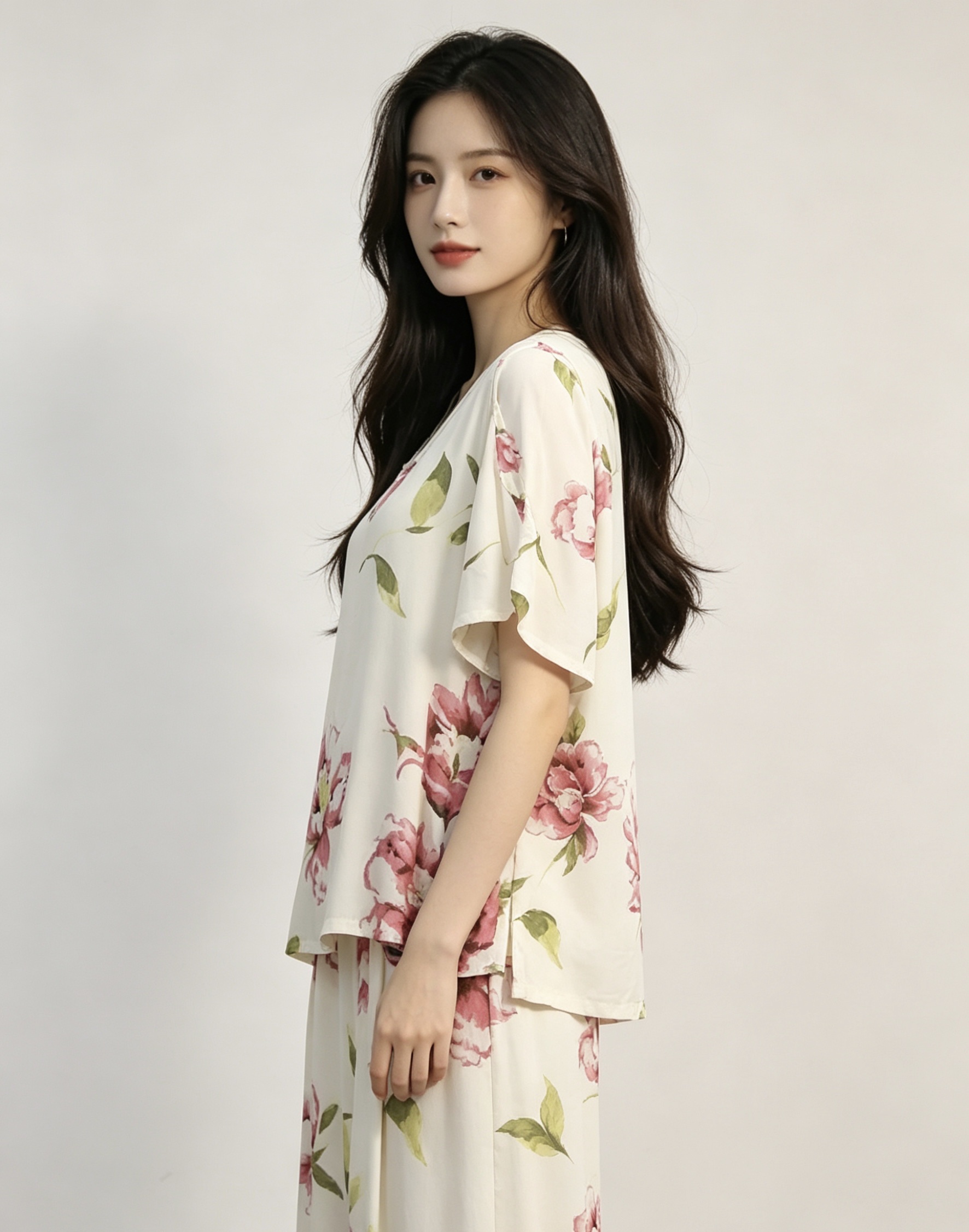 Floral pattern women's pajama set, comfortable pajamas for home use, women's summer home wear details Picture