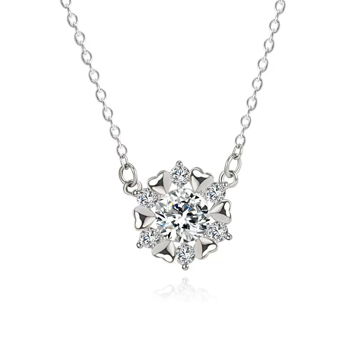 Sterling Silver S925 Guardian Heart Moissanite Necklace Heart Pendant