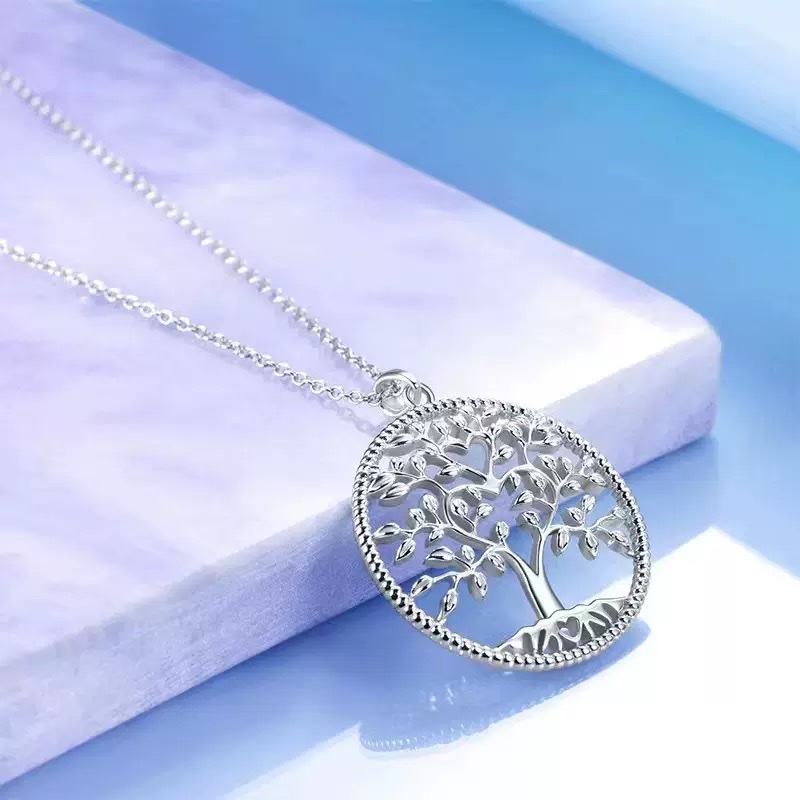 European And American Wish Creative S925 Sterling Silver Life Tree Pendant Fashionable Silver Jewelry Necklace For Women Specification drawing