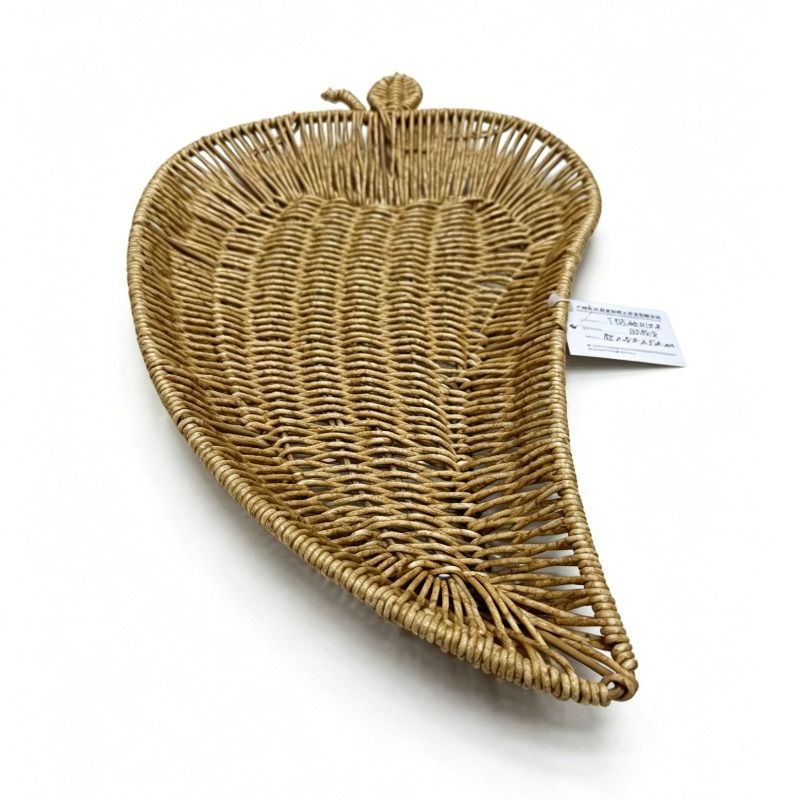 Imitation rattan woven leaf-shaped tray, fruit and snack tray, multi-functional household storage tray, vegetable tray, bread tray, supermarket gift packaging tray pic 2