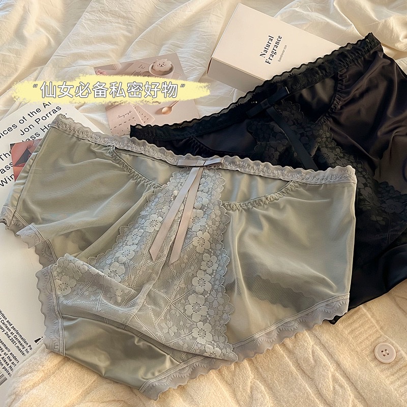 Lace-trimmed sexy underwear, comfortable and breathable women's briefs, lace underwear details Picture