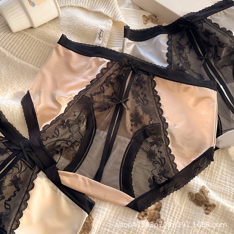Black lace underwear, breathable, comfortable, soft, high-waisted design women's underwear, lace underwear Specification image