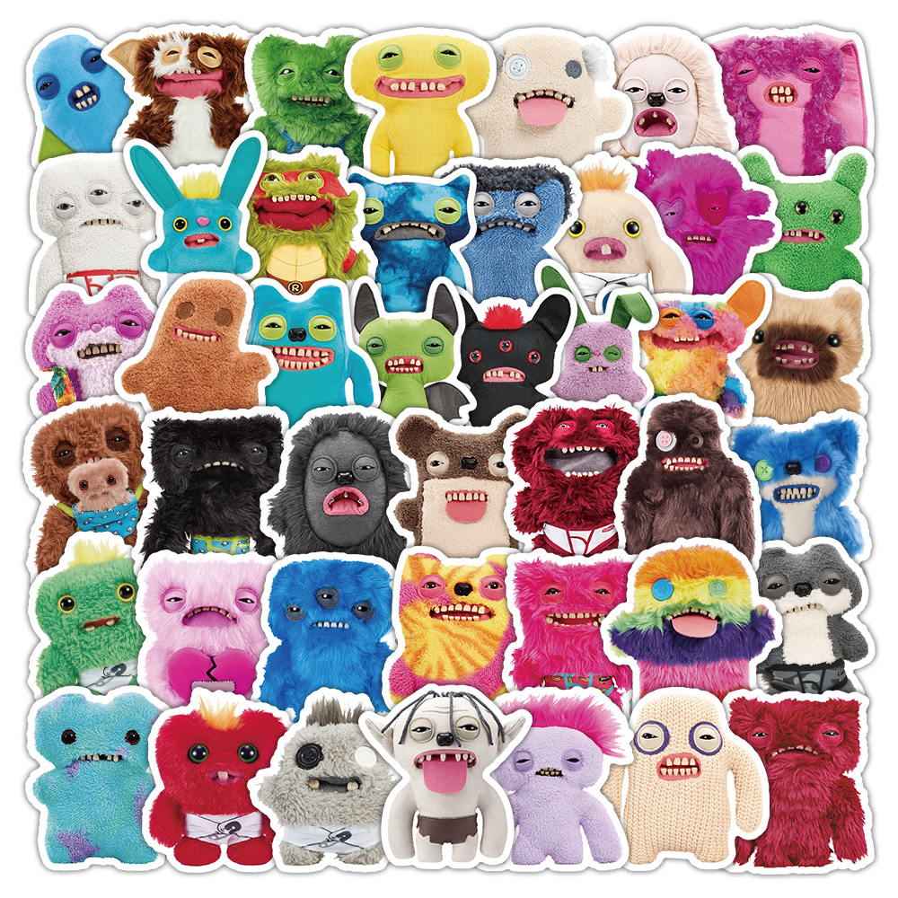 fuggler Tooth Monster doll Cartoon cute planner material decoration stationery small stickers 50 stickers Mobile phone stickers Mobile phone back cover stickers Cross-border stickers