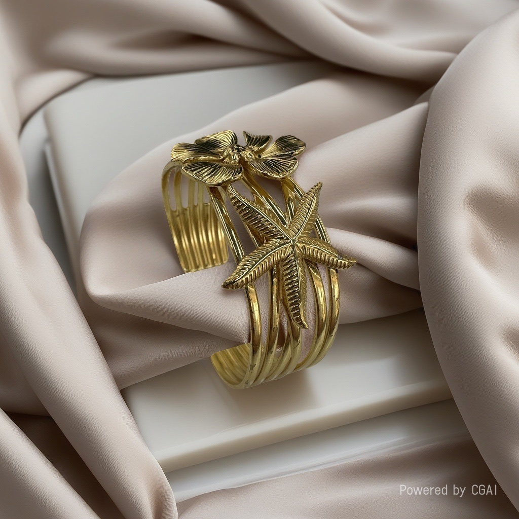 Cross-border bestseller stainless steel starfish bracelet, a golden summer seaside vacation accessory detail image 5