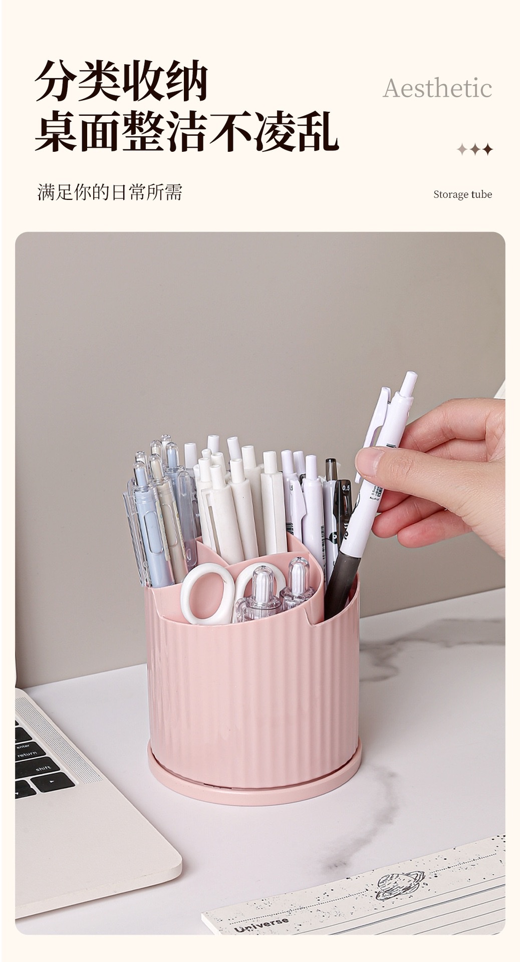 Multi-functional rotating storage box, compartmentalized office stationery, dormitory cosmetics storage box, desktop storage, pen holder detail image 5