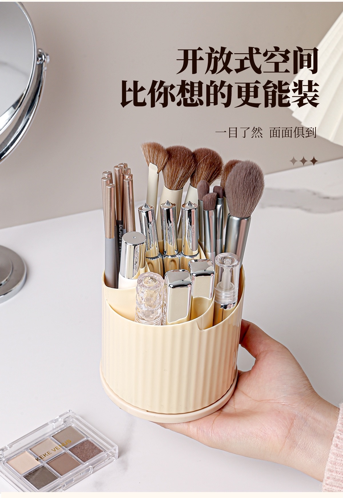 Multi-functional rotating storage box, compartmentalized office stationery, dormitory cosmetics storage box, desktop storage, pen holder detail image 4