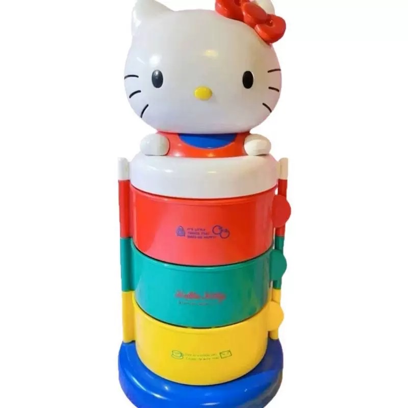 Large-sized high-quality cartoon cat storage box with a three-layer rotating opening for kt jewelry box and dressing table storage detail image 1