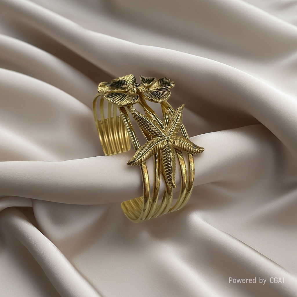 Cross-border bestseller stainless steel starfish bracelet, a golden summer seaside vacation accessory detail image 4