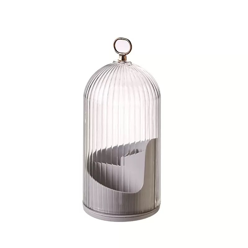 Cosmetics storage box, makeup brush storage bucket, plastic stationery rotating pen holder, large-capacity covered lipstick shelf Application Scenario