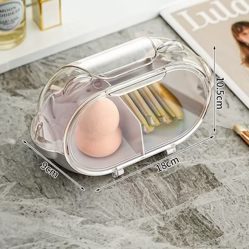 Beauty egg multi-layer storage box, dust-proof flip-top compartments, portable sponge powder puff, air cushion, covered storage box details Picture
