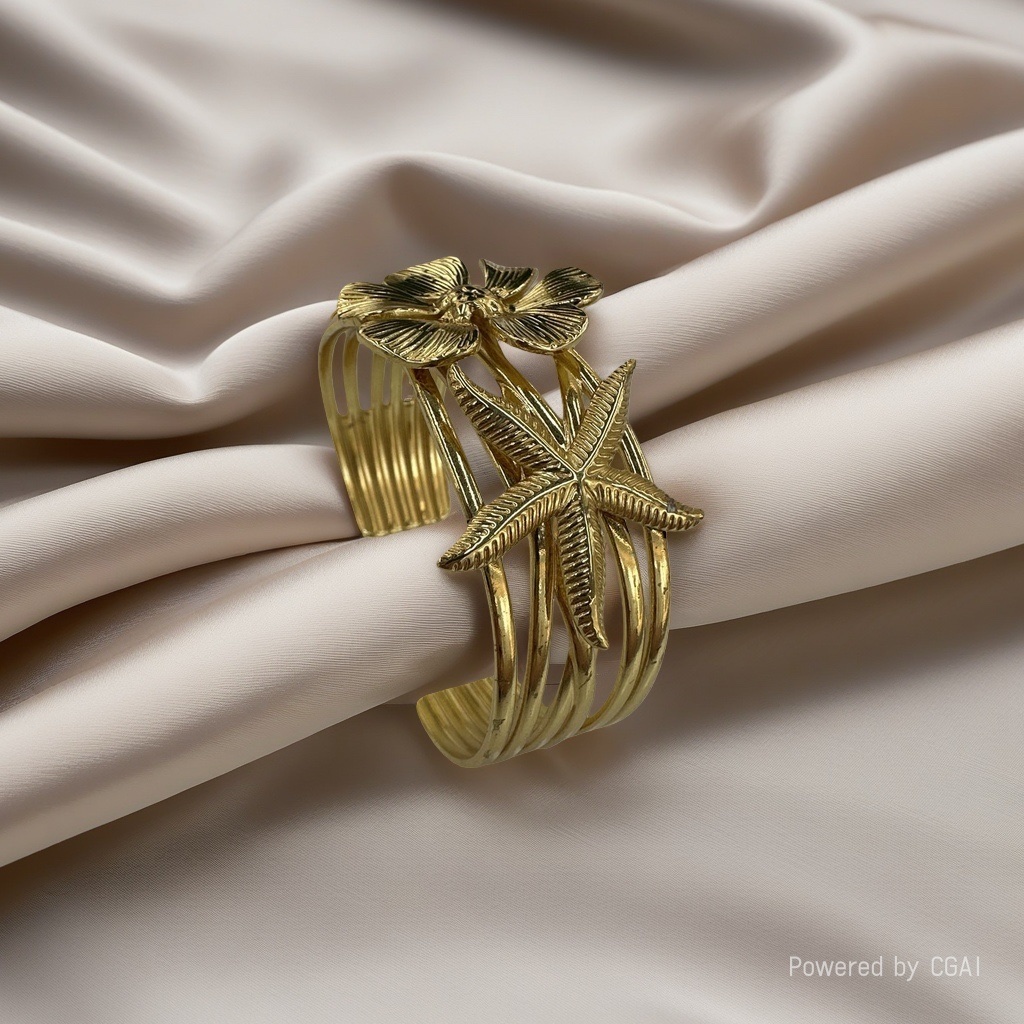 Cross-border bestseller stainless steel starfish bracelet, a golden summer seaside vacation accessory Specification image