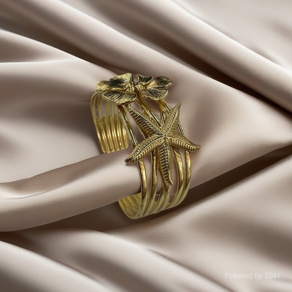 Cross-border bestseller stainless steel starfish bracelet, a golden summer seaside vacation accessory detail image 2
