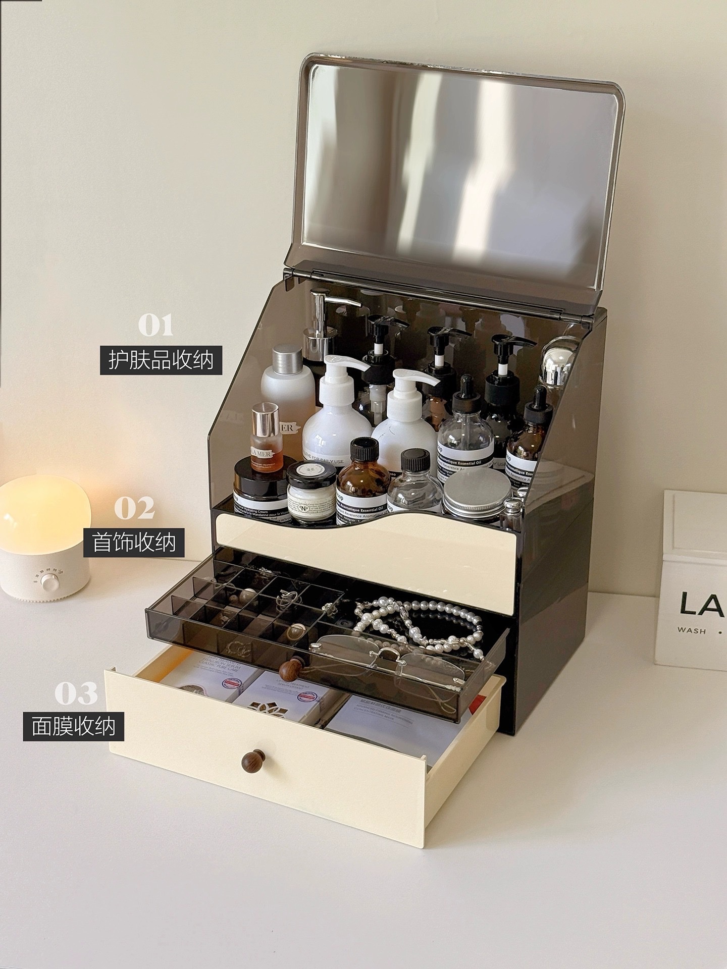 High-end drawer-style cosmetic storage box, desktop dressing table, and skin care product rack detail image 2
