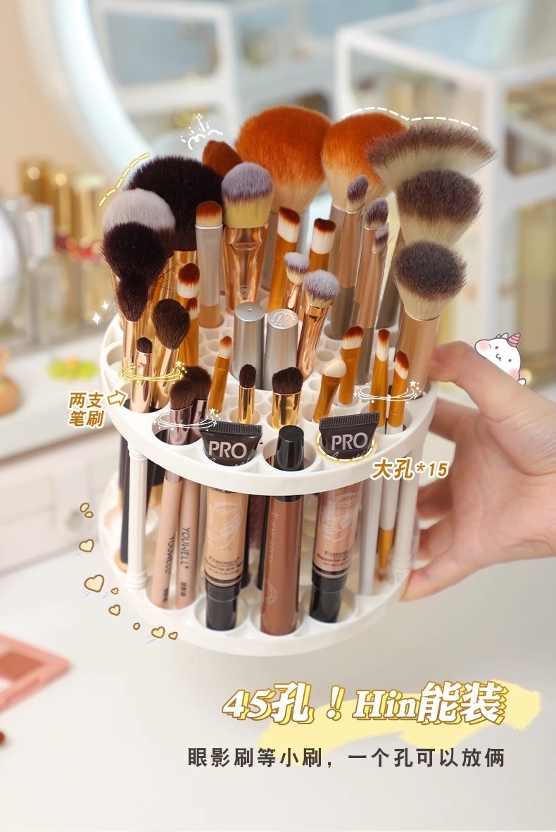 Desktop storage rack, multi-functional lipstick and makeup brush storage and organization rack, large-capacity pen holder detail image 4