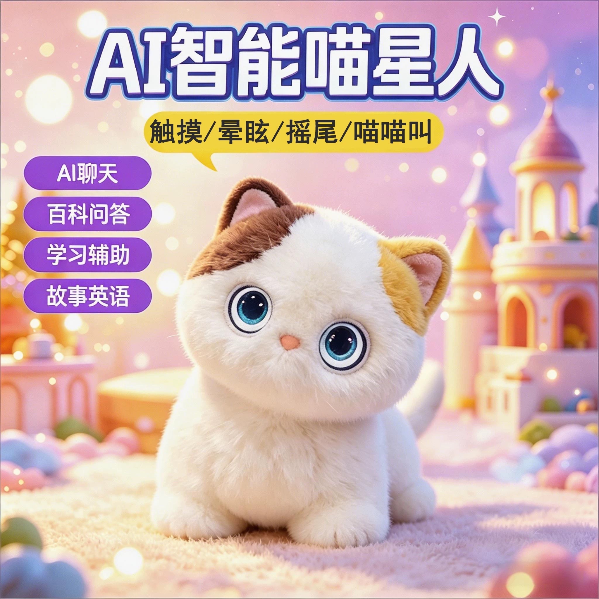 Cross-border AI toys, plush soothing toys, AI electronic pets, intelligent dialogue simulation cats, companion dolls, gift toys, AI robots, feline stars