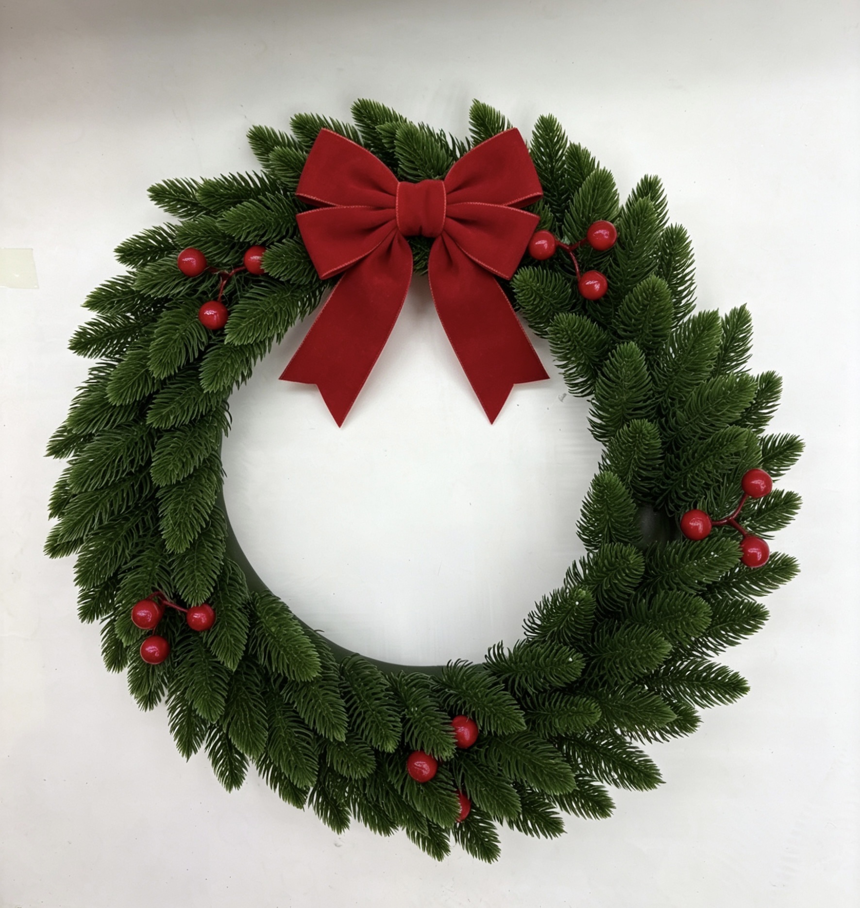 4 0 C m P E Head Christmas decorative wreath, colorful light, bow, pinecone, bell wreath, Christmas pendant, window display, Christmas scene detail image 5