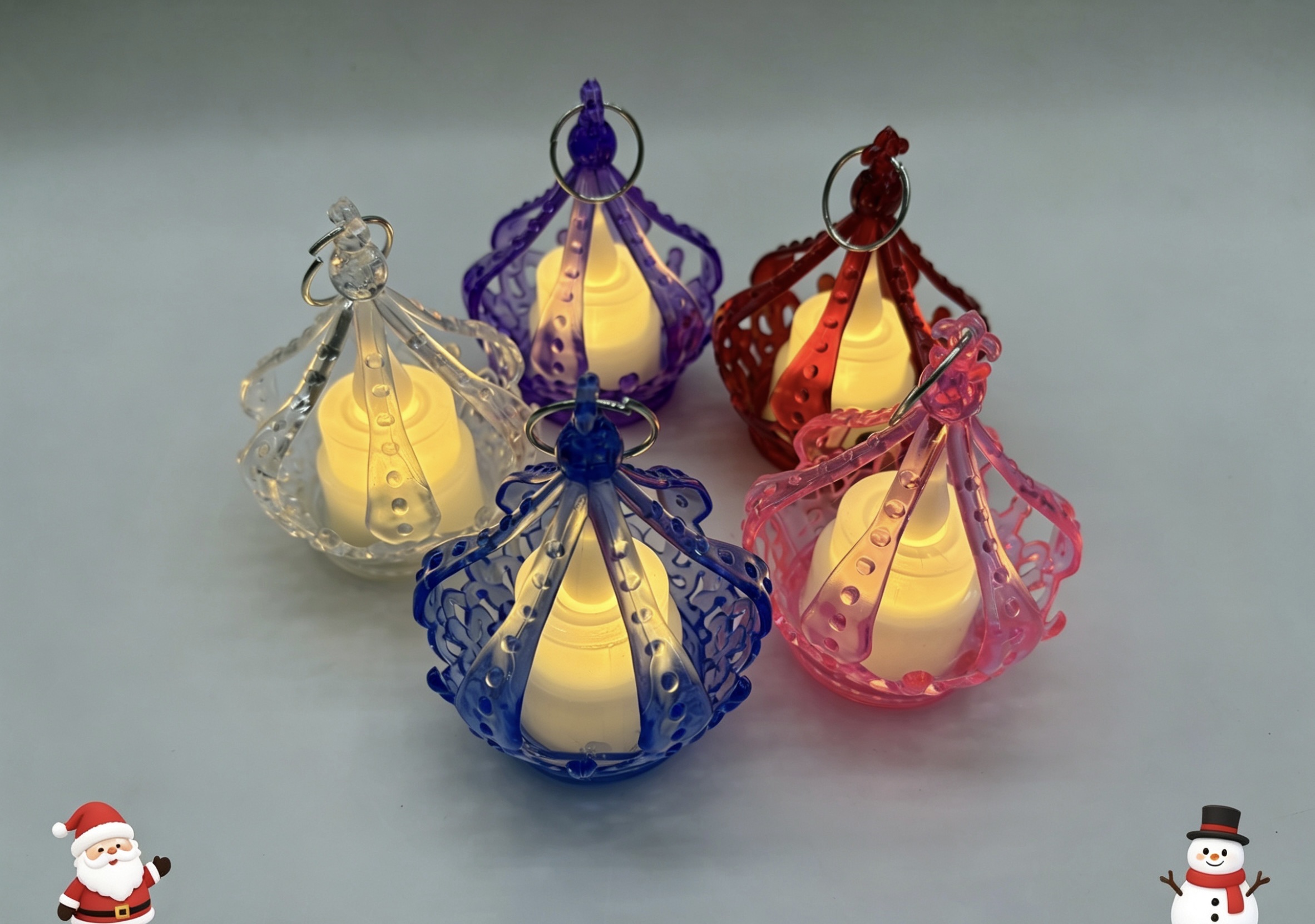 Christmas pendants, wind lamps, decorative ornaments, LED electronic candles, small crown lights, hand-held night lights, Christmas gifts for kindergartens, Christmas ornaments detail image 3