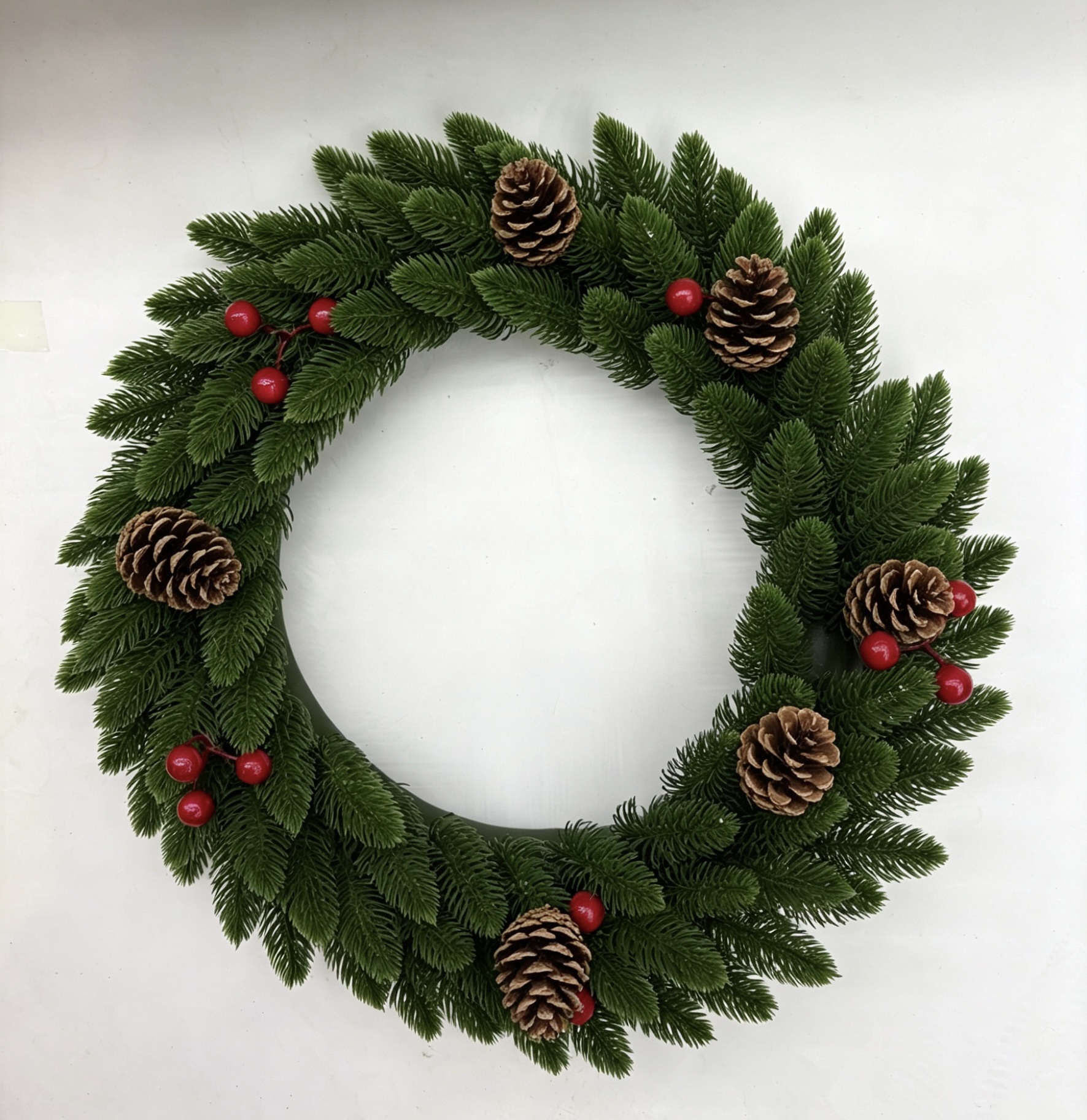 4 0 C m P E Head Christmas decorative wreath, colorful light, bow, pinecone, bell wreath, Christmas pendant, window display, Christmas scene detail image 7
