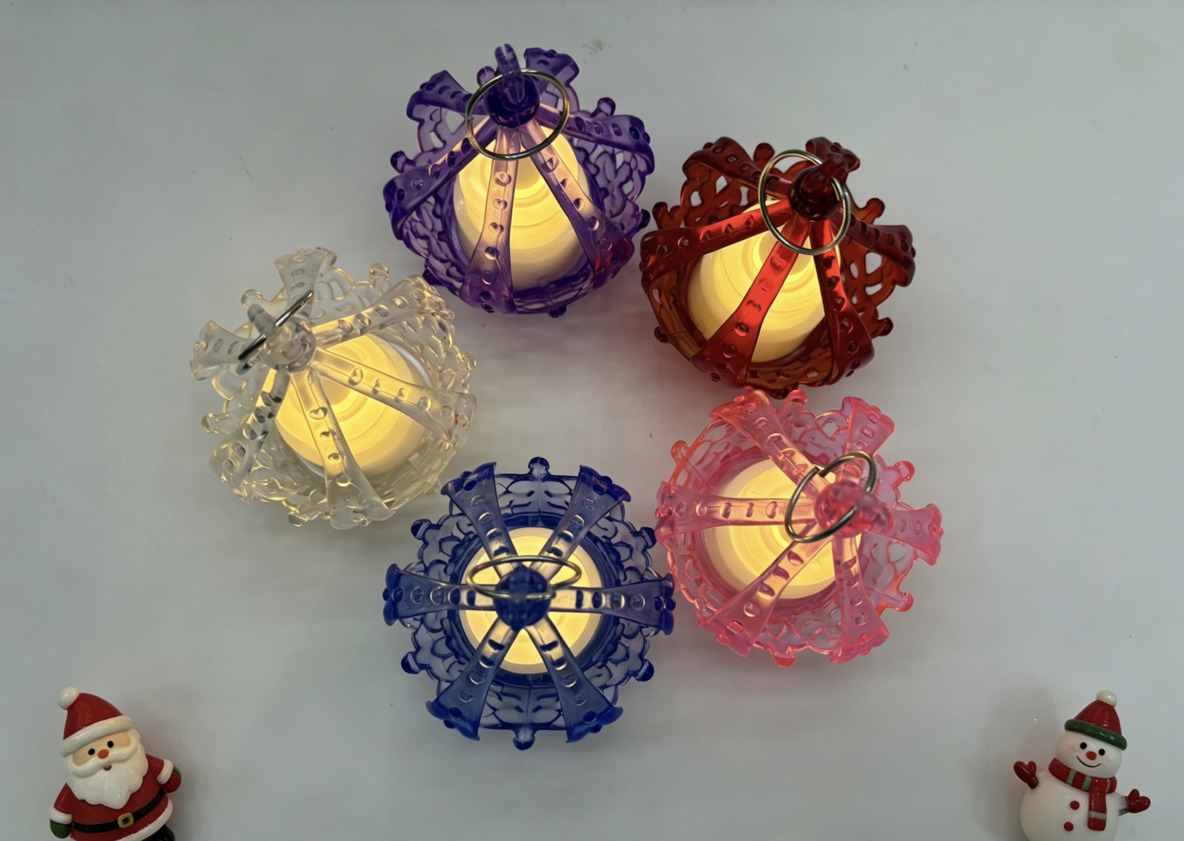 Christmas pendants, wind lamps, decorative ornaments, LED electronic candles, small crown lights, hand-held night lights, Christmas gifts for kindergartens, Christmas ornaments Specification image