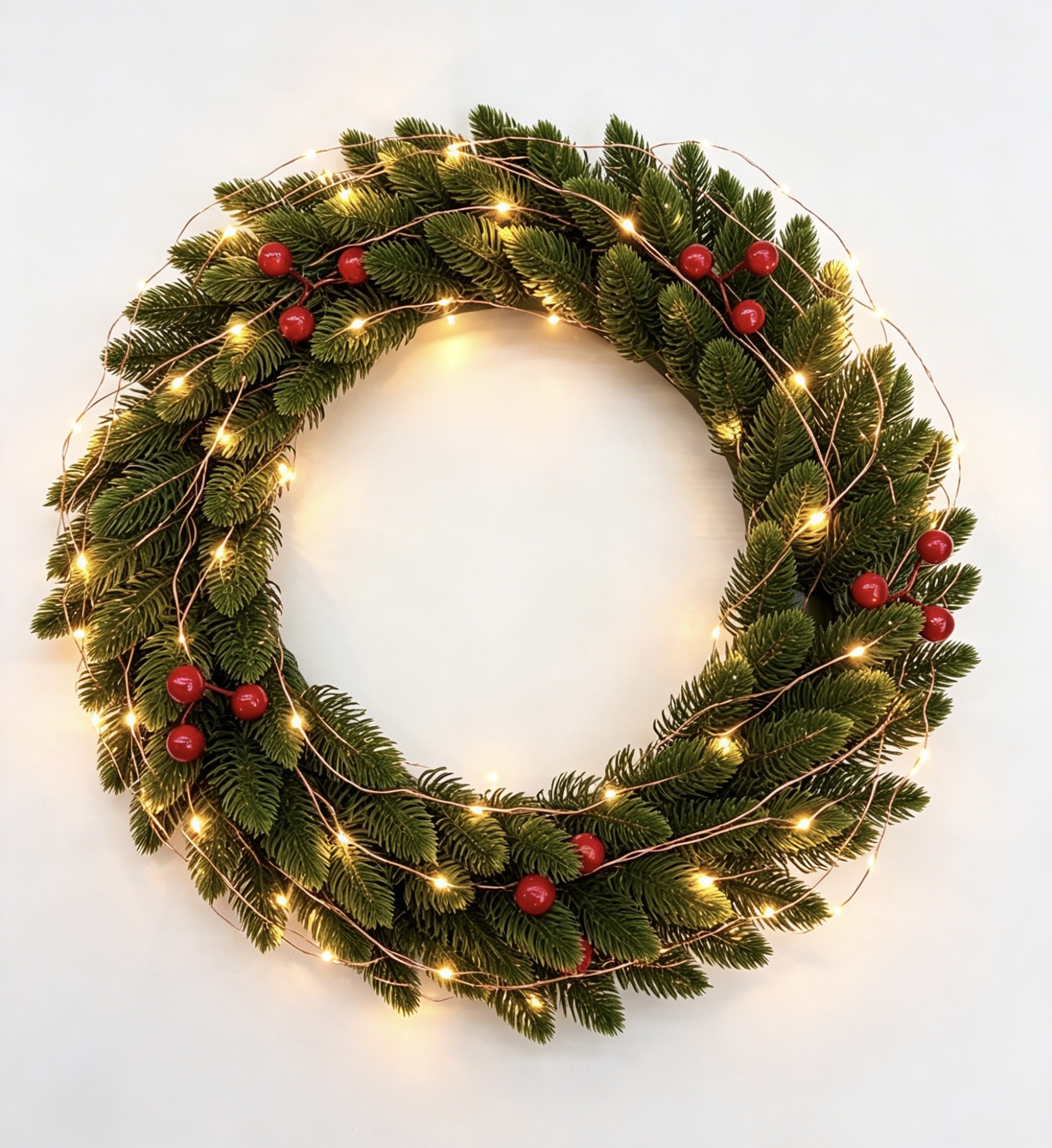4 0 C m P E Head Christmas decorative wreath, colorful light, bow, pinecone, bell wreath, Christmas pendant, window display, Christmas scene detail image 2