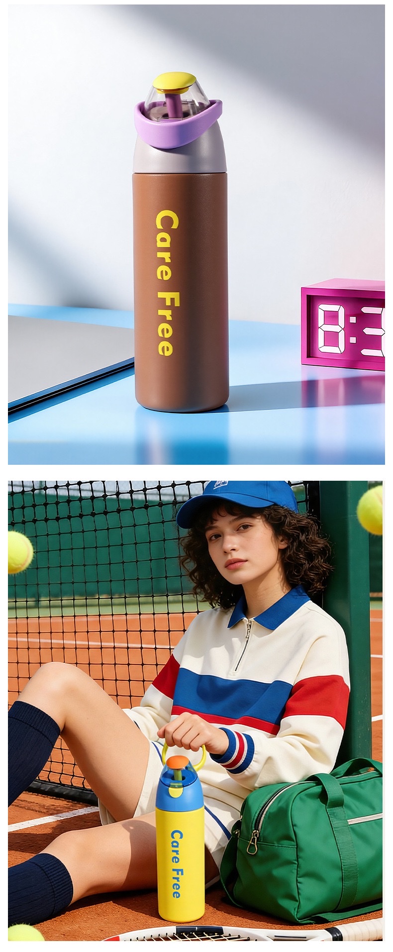 Double-drinking sports water cup, large-capacity travel outdoor portable insulated cup, portable car straw sports water bottle detail image 16