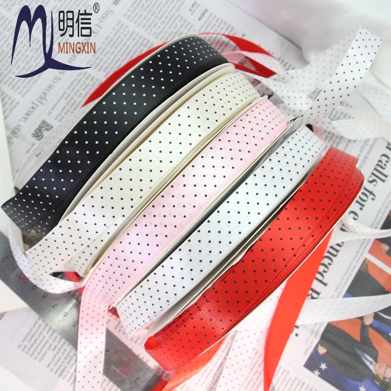 Polka dot ribbon decoration, pink and cute hair tie, women's style