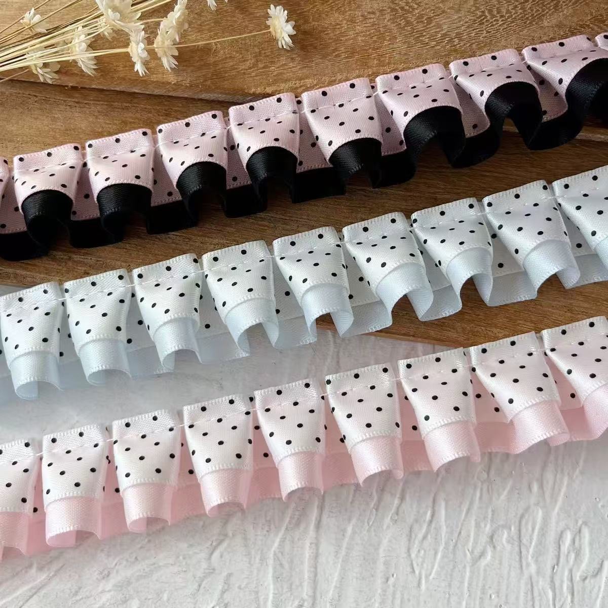 Polka dot ribbon decoration, pink and cute hair tie, women's style Specification image