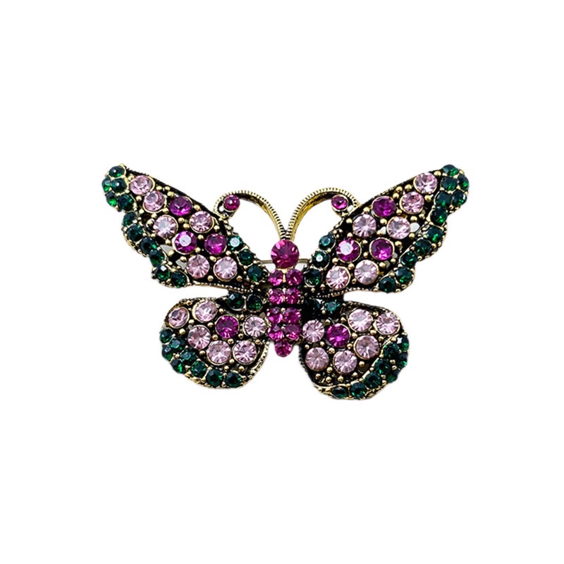 Wholesale of new cross-border best-selling diamond-encrusted butterfly brooches, fashionable alloy accessories, women's decorative insect pins from the manufacturer detail image 4