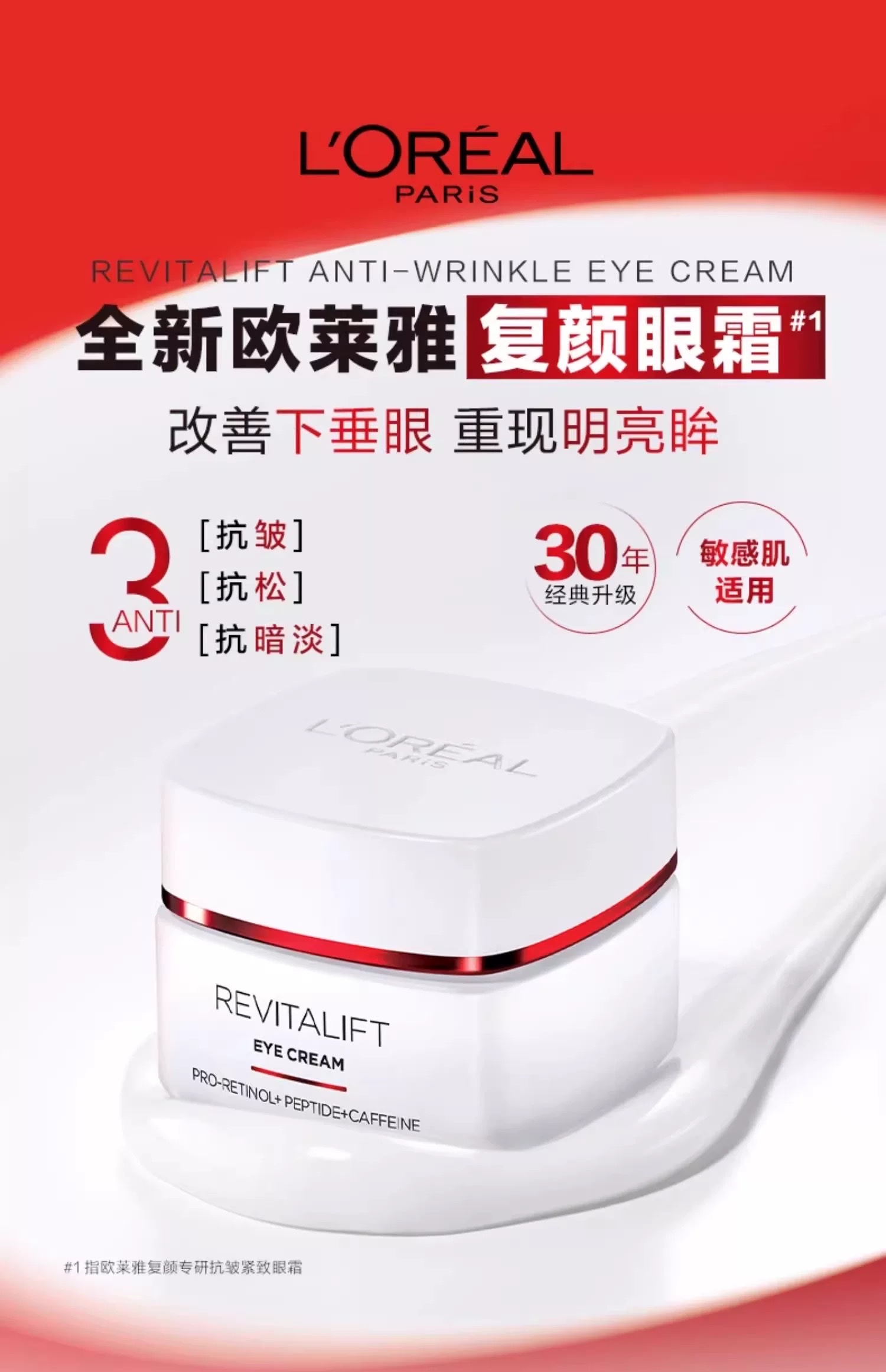 L 'Oreal's New Anti-Wrinkle and Firming Eye Cream for Rejuvenation 15ml detail image 1