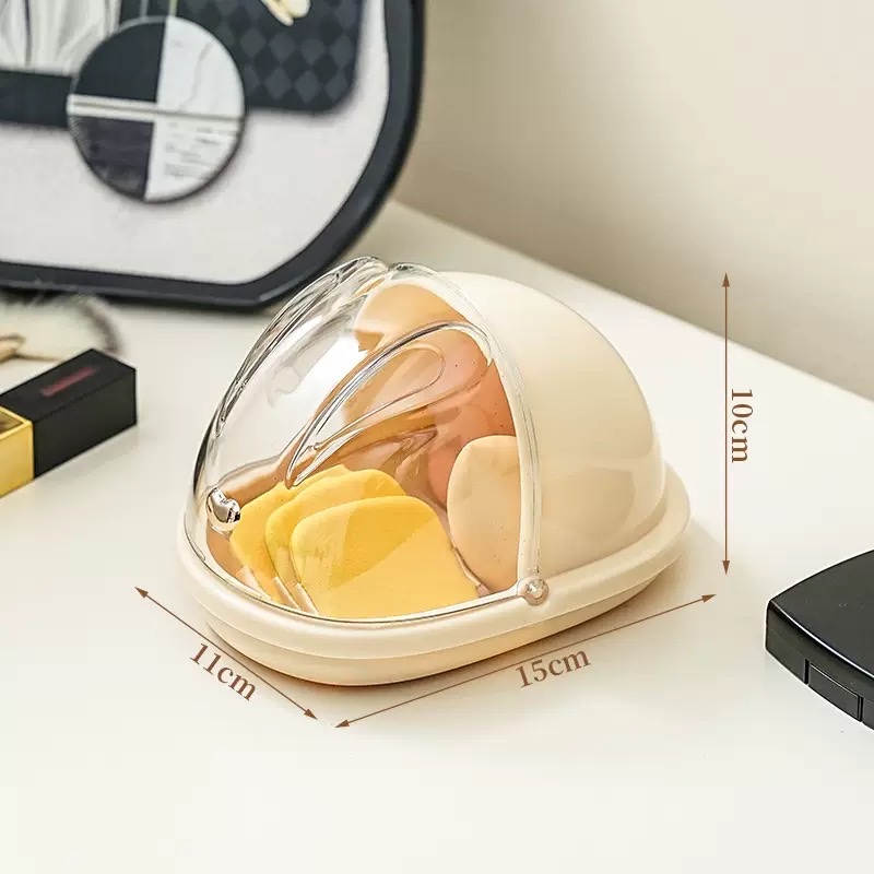 Rabbit Beauty Egg Storage Box with cover, dust-proof dressing table, lipstick cushion, shelf, compartments, portable powder puff storage box details Picture
