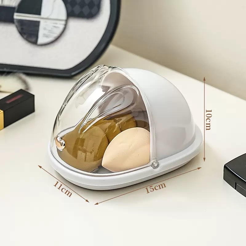 Rabbit Beauty Egg Storage Box with cover, dust-proof dressing table, lipstick cushion, shelf, compartments, portable powder puff storage box Specification image