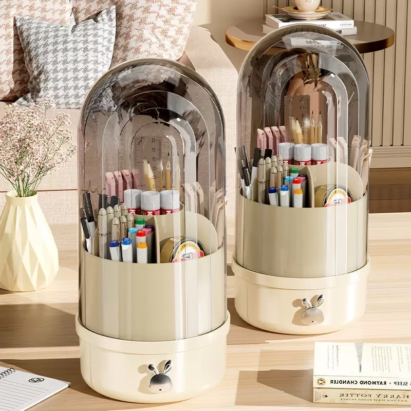 Makeup brush bucket storage box, large dust-proof brush container, stackable home beauty tool box Application Scenario