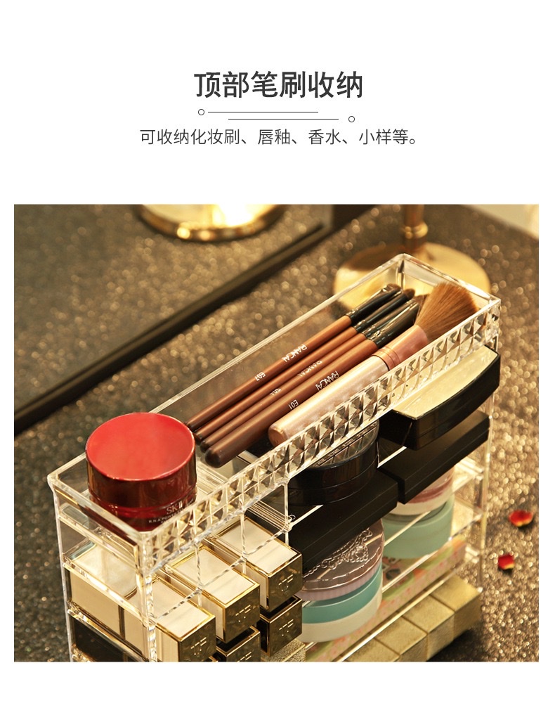 Lipstick storage rack, multi-layered separated makeup storage box, desktop shelf, beauty tool storage box detail image 4