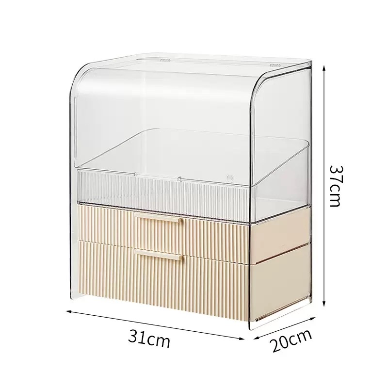 Light luxury internet-famous cosmetics storage box, dormitory desk dust-proof home organization box, dressing table, skin care products shelf Specification image