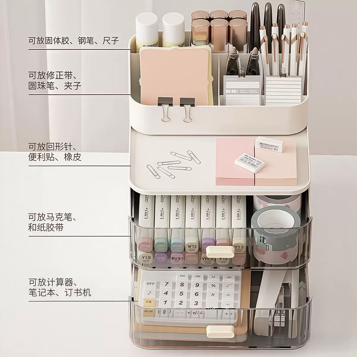 Drawer-type transparent cosmetic storage box, dressing table, skin care product rack, makeup brush, portable dressing table Item Picture