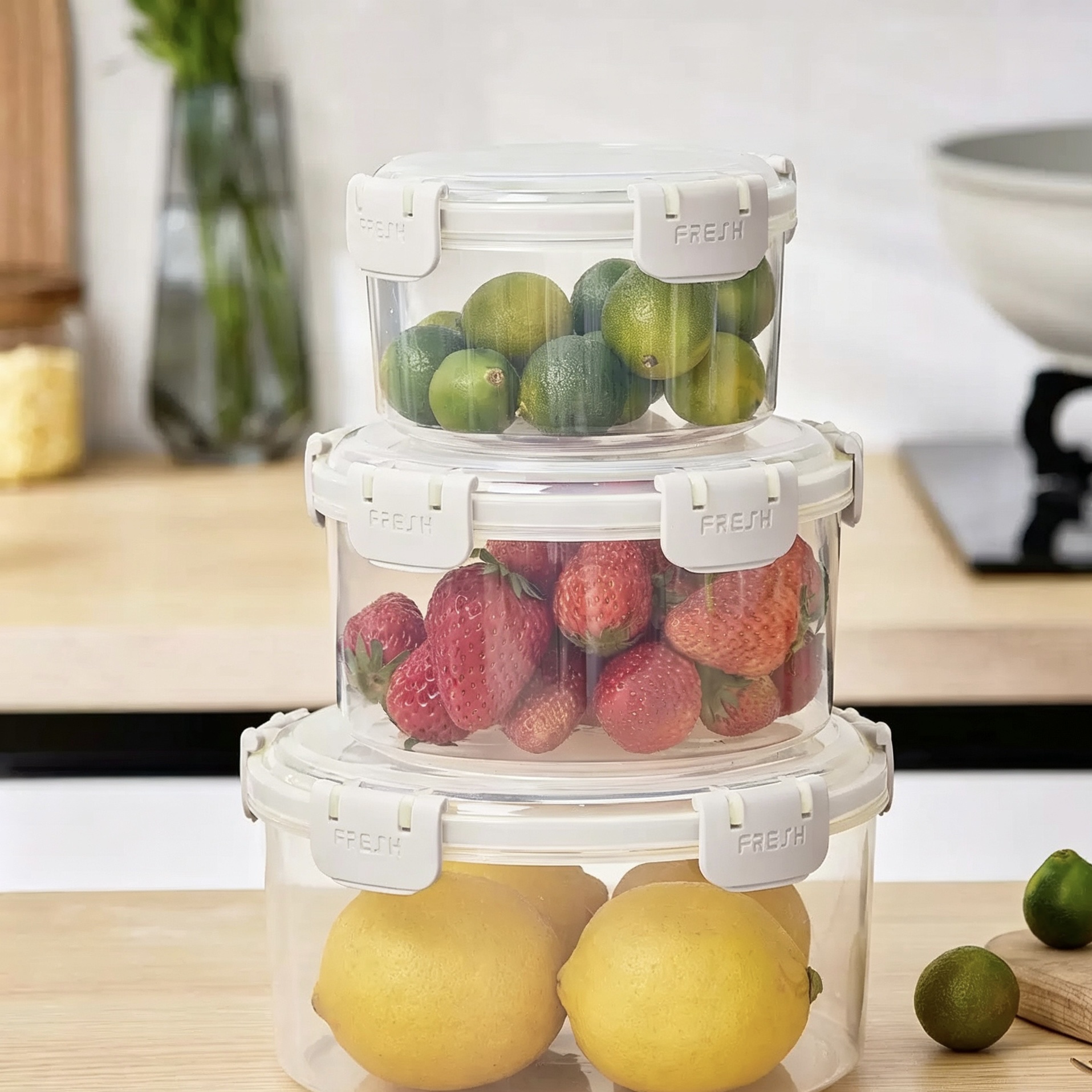 The large-capacity kitchen storage box is sealed and leak-proof, and can be stacked Specification image
