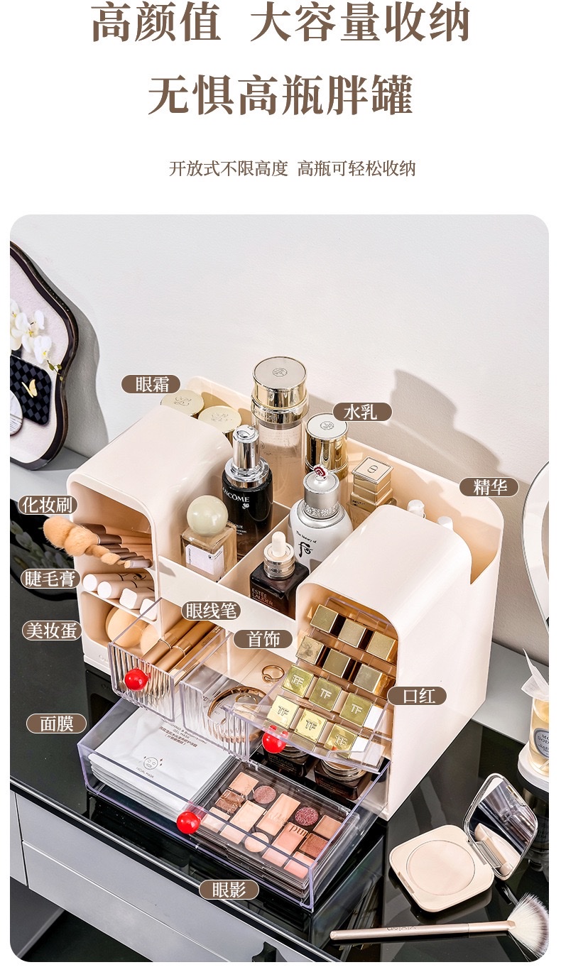 Multi-functional exquisite cosmetics storage box, layered portable storage and beauty organization box detail image 5