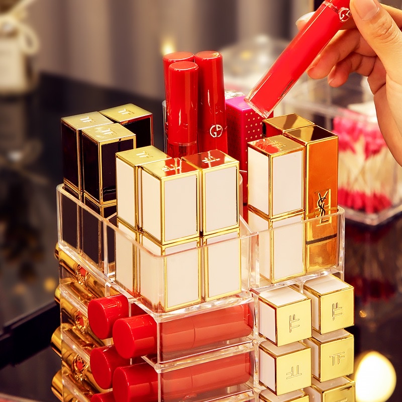 Lipstick storage rack, multi-layer separated makeup box, portable desktop organization rack, beauty tool storage box Specification image