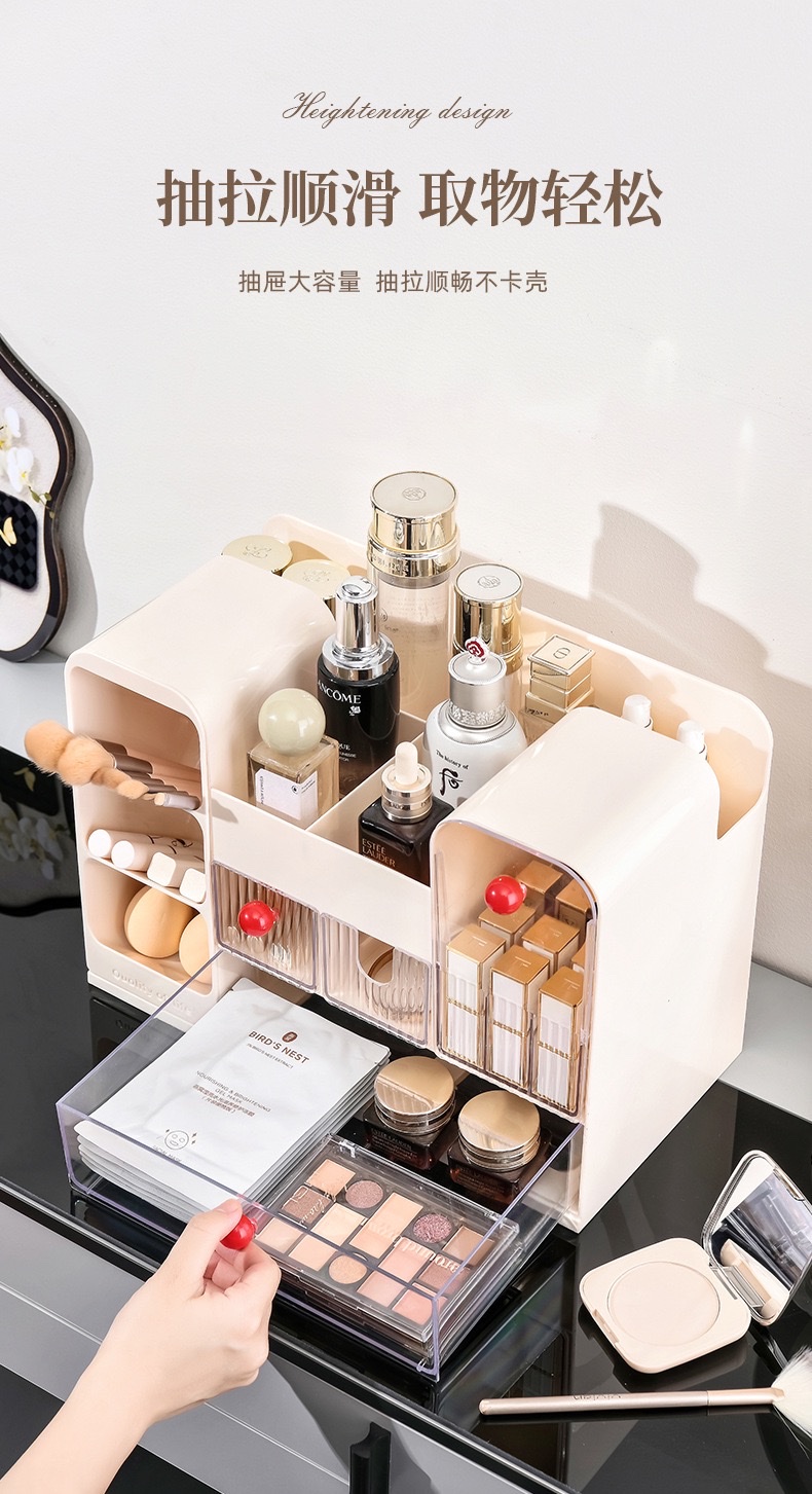 Multi-functional exquisite cosmetics storage box, layered portable storage and beauty organization box detail image 7