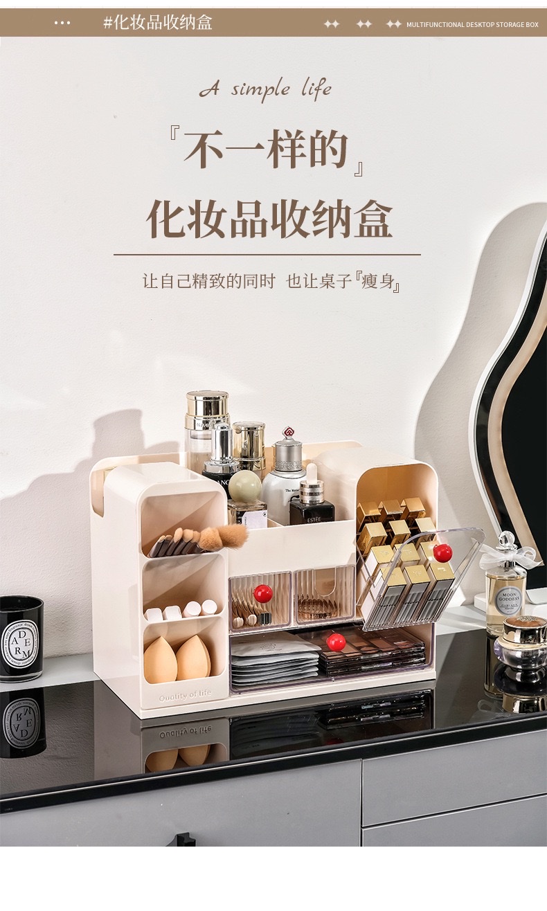 Multi-functional exquisite cosmetics storage box, layered portable storage and beauty organization box detail image 4