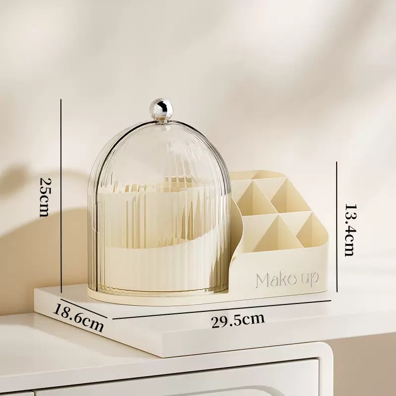 High-appearance-level makeup storage box, transparent rotating makeup brush set, dust-proof compartmentalized lipstick and eyebrow pencil desktop storage Application Scenario