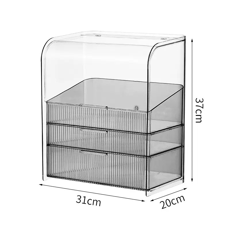 Light luxury internet-famous cosmetics storage box, dormitory desk dust-proof home organization box, dressing table, skin care products shelf Application Scenario