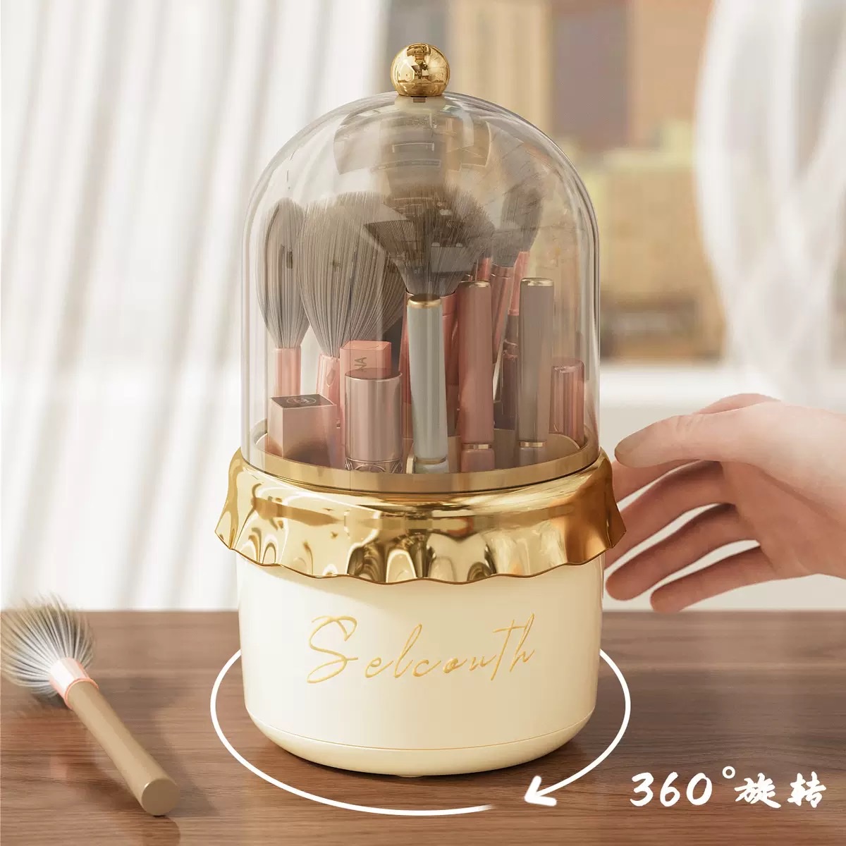 Makeup brush bucket storage box, large-capacity dust-proof brush set details Picture