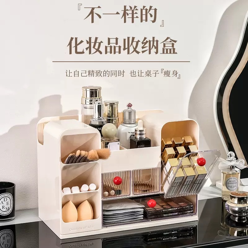 Multi-functional exquisite cosmetics storage box, layered portable storage and beauty organization box details Picture