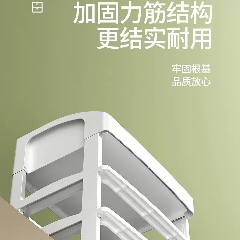 Striped three-layer stacked 2-compartment storage box for home organization, simple style details Picture