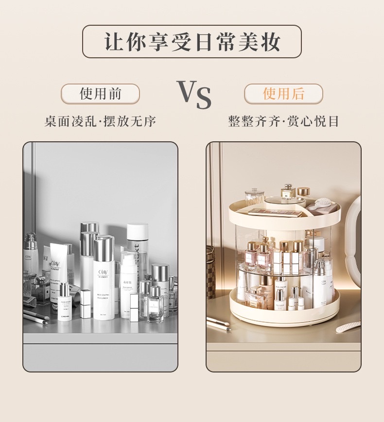 Cosmetics storage box, desktop rotating storage rack, dressing table, high-end look, lipstick, makeup brush, transparent storage cylinder detail image 2