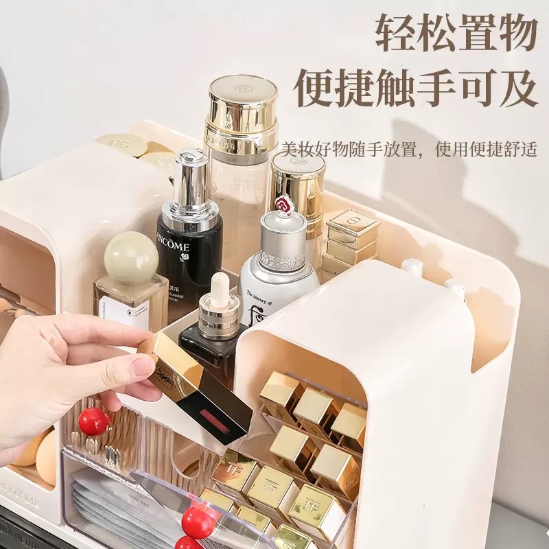 Multi-functional exquisite cosmetics storage box, layered portable storage and beauty organization box Specification image