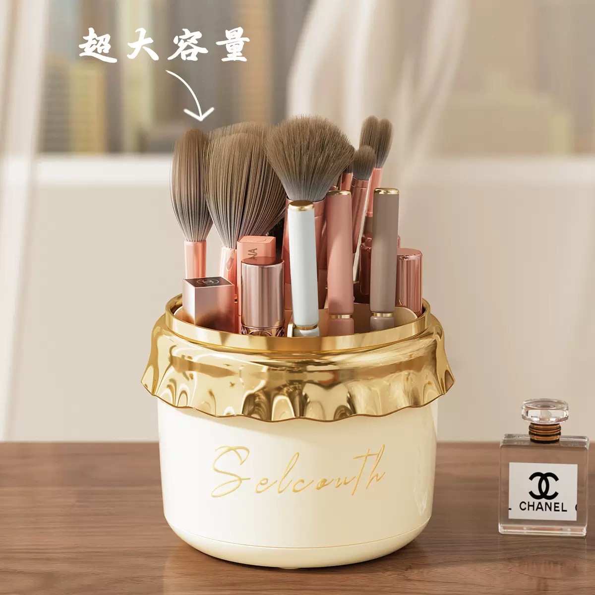 Makeup brush bucket storage box, large-capacity dust-proof brush set Specification image